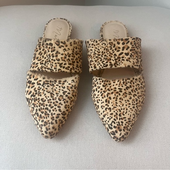 Matisse Berlin Leopard Print Mules Calf Hair Pointed Toe Size 7 - Picture 2 of 8